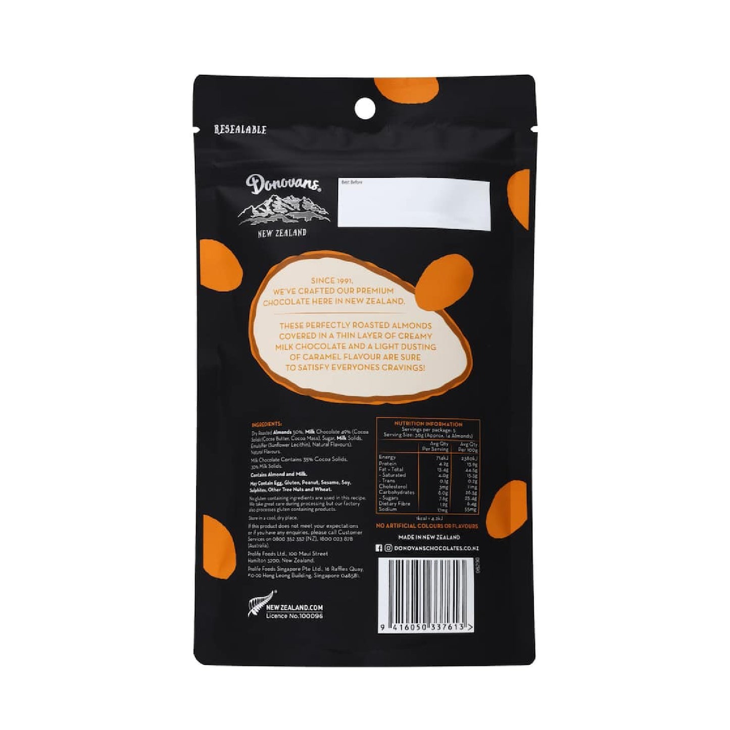 Donovans 烘烤杏仁裹巧克力焦糖 Chocolate Coated Almonds Caramel #經典