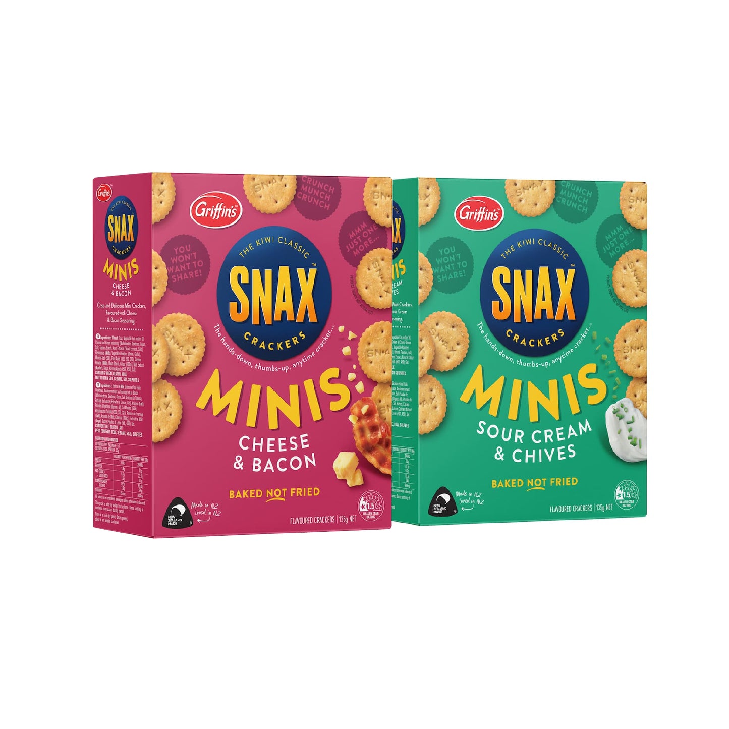Griffins 迷你香脆餅乾系列| 起司培根 / 酸奶油香蔥 Snax Crackers Cheese & Bacon and Sour Cream & Chives Minis 135g #好吃必推 #起司搭配小能手