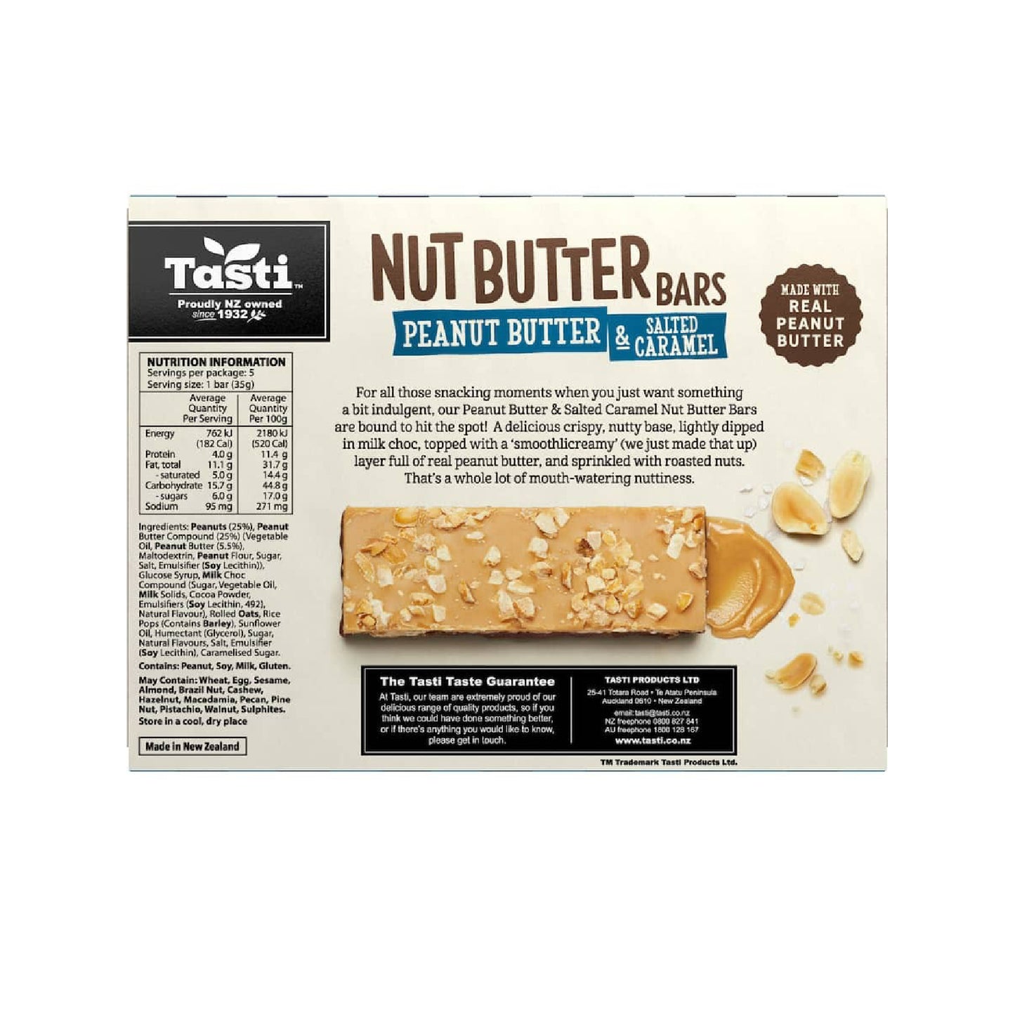 Tasti Nut Bars 堅果能量棒系列:經典美味花生醬口味+鹽味焦糖 #絕美組合 #自行車補給自行車補給 五入 175g