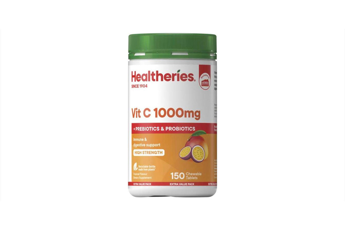 Healtheries Vit C 1,000mg + Prebiotics & Probiotics 維他命C 150顆咀嚼錠|#超值特惠包 #維他命C益生菌雙效 #長期補充最划算