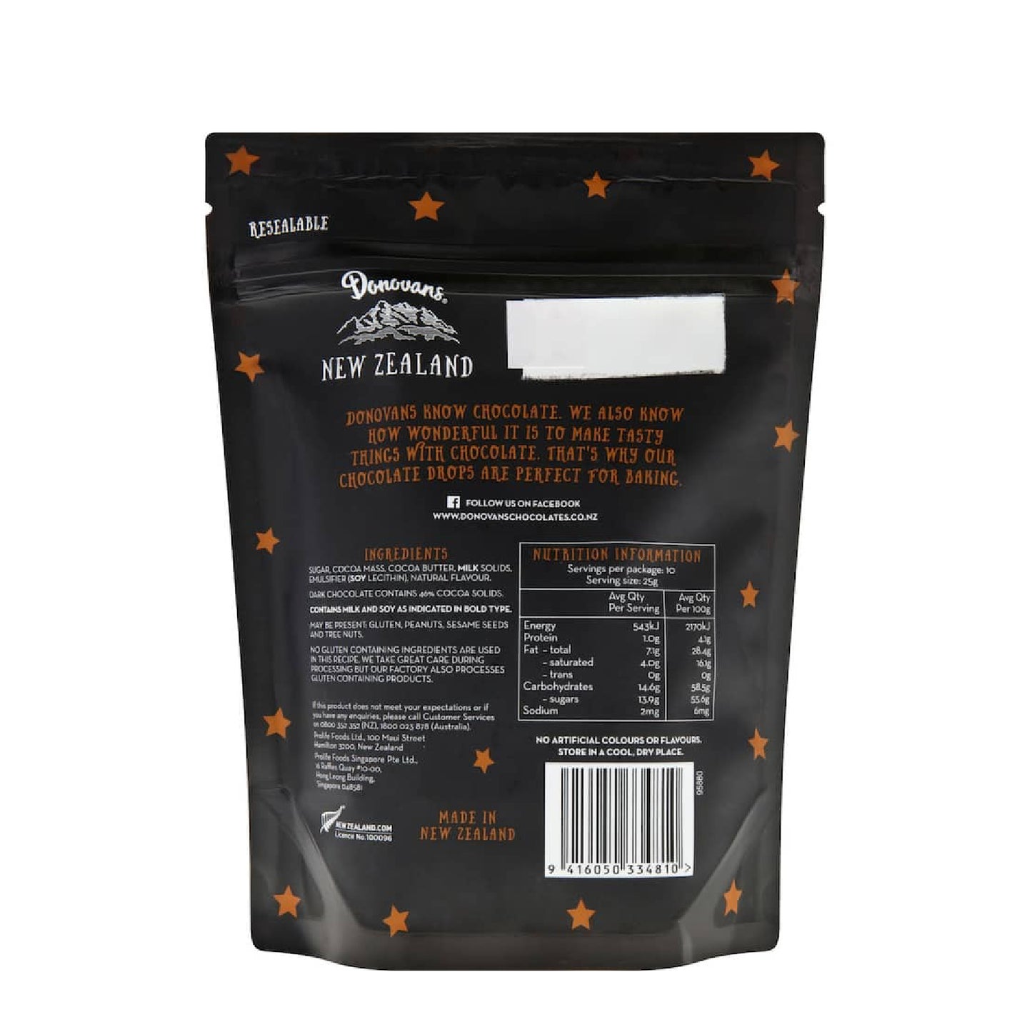 Donovans 烘焙用黑巧克力豆 Chocolate Drops Dark 250g