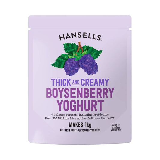 Hansells 希臘優格基底粉+覆盆子 Yoghurt Base Boysenberry 220g #DIY優格 #波森莓