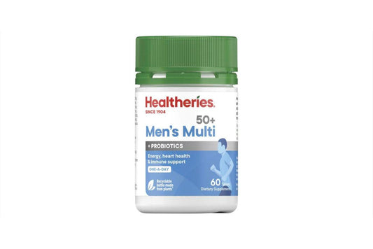 Healtheries 50+ Men's Multi + Probiotics One-A-Day 男性綜合維他命+益生菌 60顆錠｜#熟齡男性保養 #心臟活力雙照顧 #腸道免疫一起顧 #澤叔